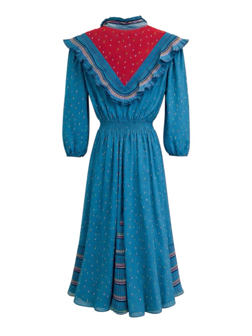 Assorti for Susan Freis Vintage Dress Blue Red Womens Size Large - Picture 2 of 9